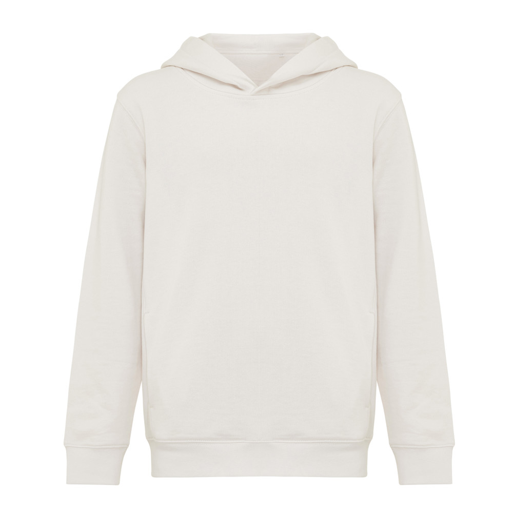 IQONIQ Yengo kids recycled cotton hoodie with sidepockets - ivory white (± PMS 12-2103 TCX)