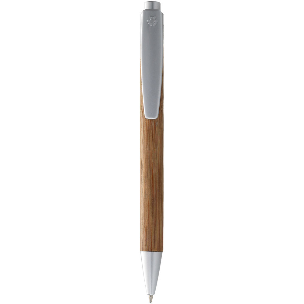 Borneo bamboo ballpoint pen (black ink) - Natural, Silver