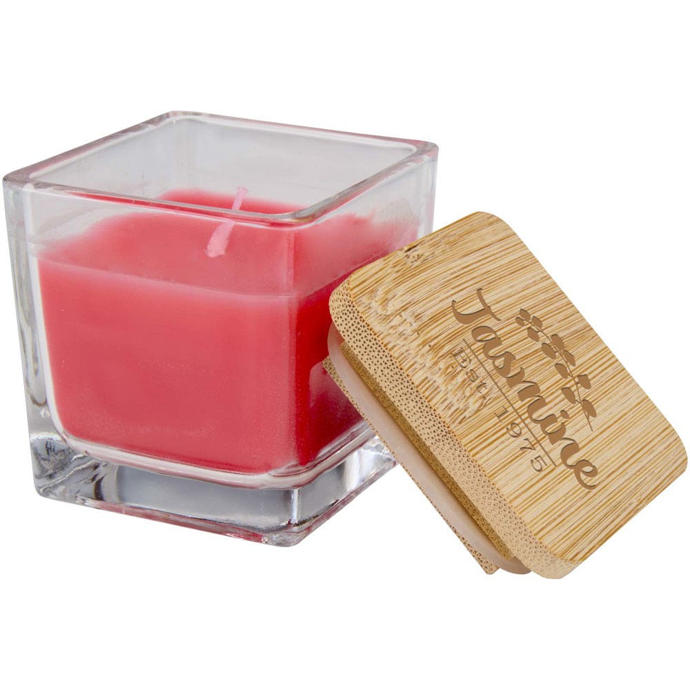 Ambra square glass candle with bamboo lid