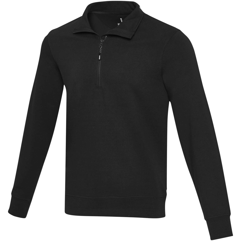 Tin 280 g/m² unisex Aware™ recycled quarter zip sweater - Black