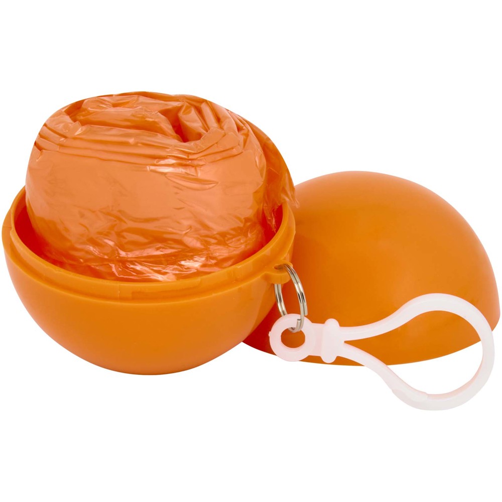 Fog poncho in round plastic container with carabiner - Orange