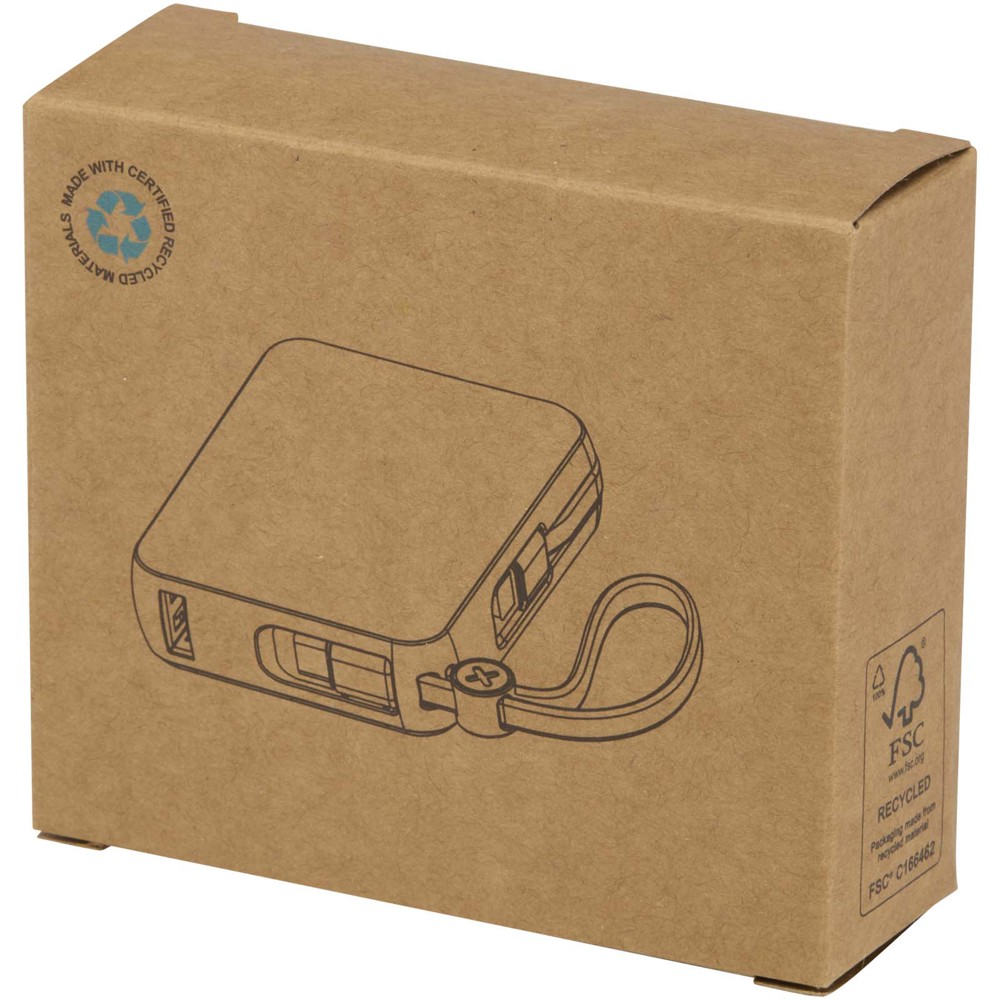 Acrux 10.000 mAh 35W tablet power bank with built in Type-C cable - made from recycled plastic