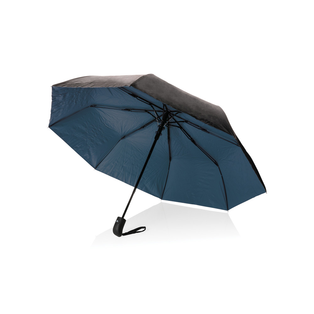 21" Impact AWARE™ RPET 190T Pongee dual colour mini umbrella - blue (± PMS 8781)