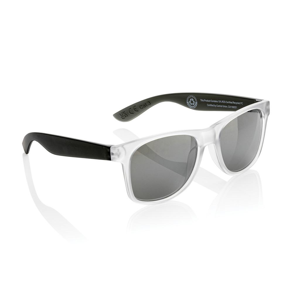 Gleam RCS recycled PC mirror lens sunglasses - black, white (± PMS Black/ ± PMS White)