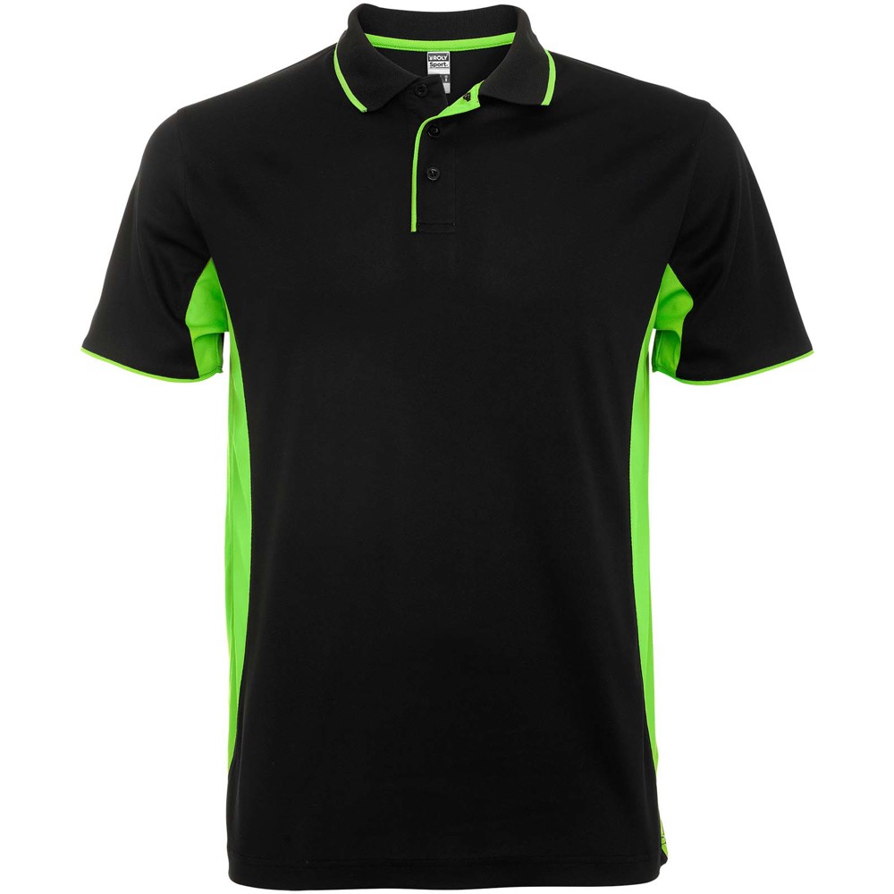 Montmelo 150 g/m² short sleeve unisex sports polo - Black, Lime